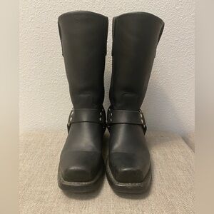 Double H Black Leather Heeled Boots
